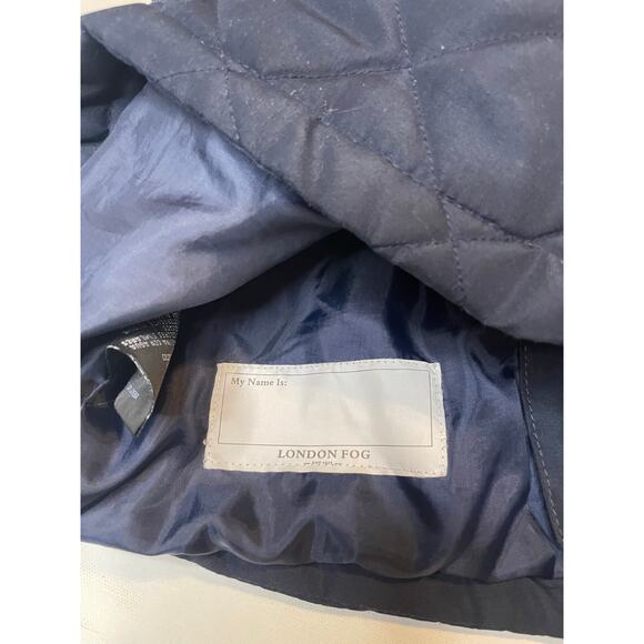 London Fog 3T Boys Quilted Winter Jacket Removable Hood Navy Blue Toddler Coat - Picture 8 of 10